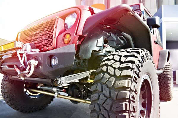 Front of a lifted Jeep