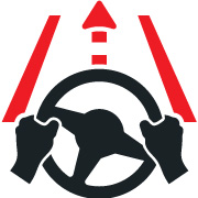 Icon showing an off-center steering wheel