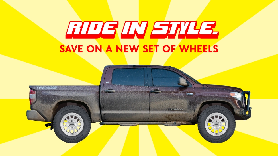 Pickup with custom wheels