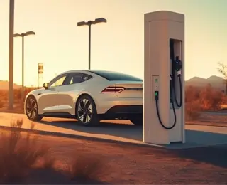 Electric vehicle charging at a station