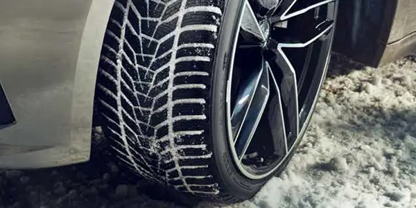 Winter tire on vehicle