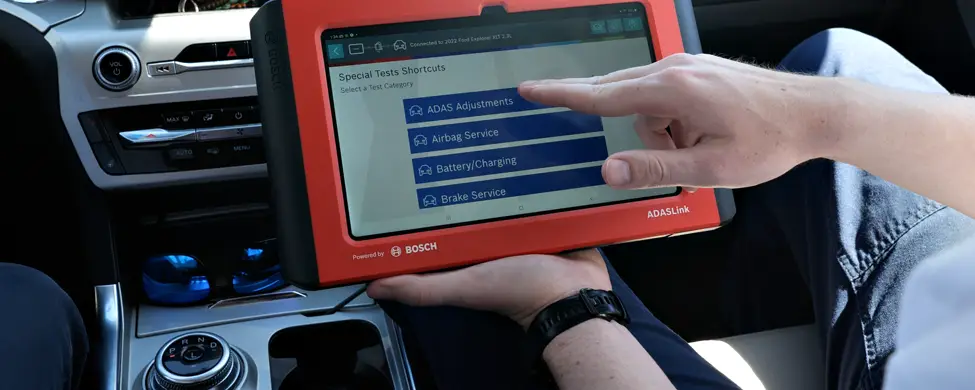 ADAS Calibration tool being used.