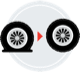 An illustration of a flat tire and a fixed tire.