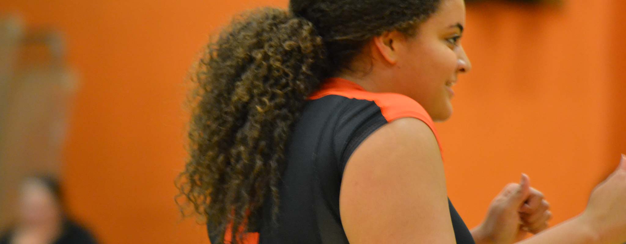 Rachel Thompson on the volleyball court for Benson Polytechnic High School.
