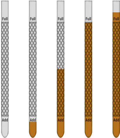 Oil Levels on a dipstick.
