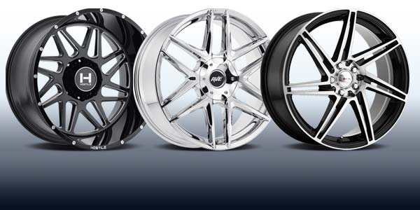 A lineup of wheel with differing offsets.