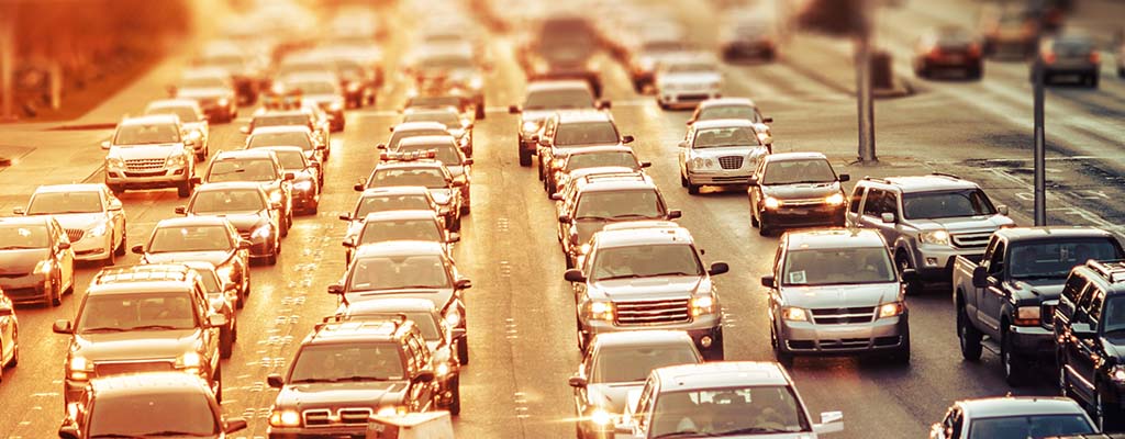 Cars on the highway in high temperatures