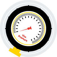 An illustration of a tire pressure gauge.