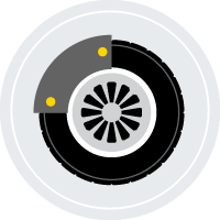 An illustration of a brake on a tire.