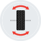 An illustration of a tire bracketed by curved double-sided arrows.