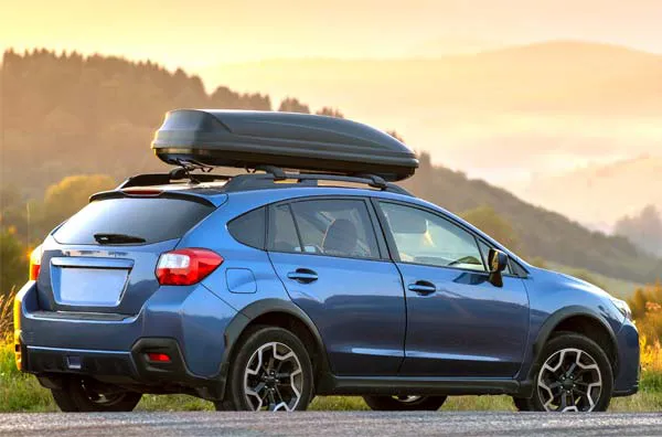 Car with a cargo topper on it